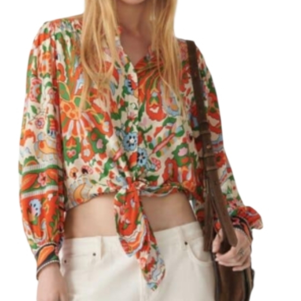 Cupcakes and Cashmere Floral Paisley Blouse L